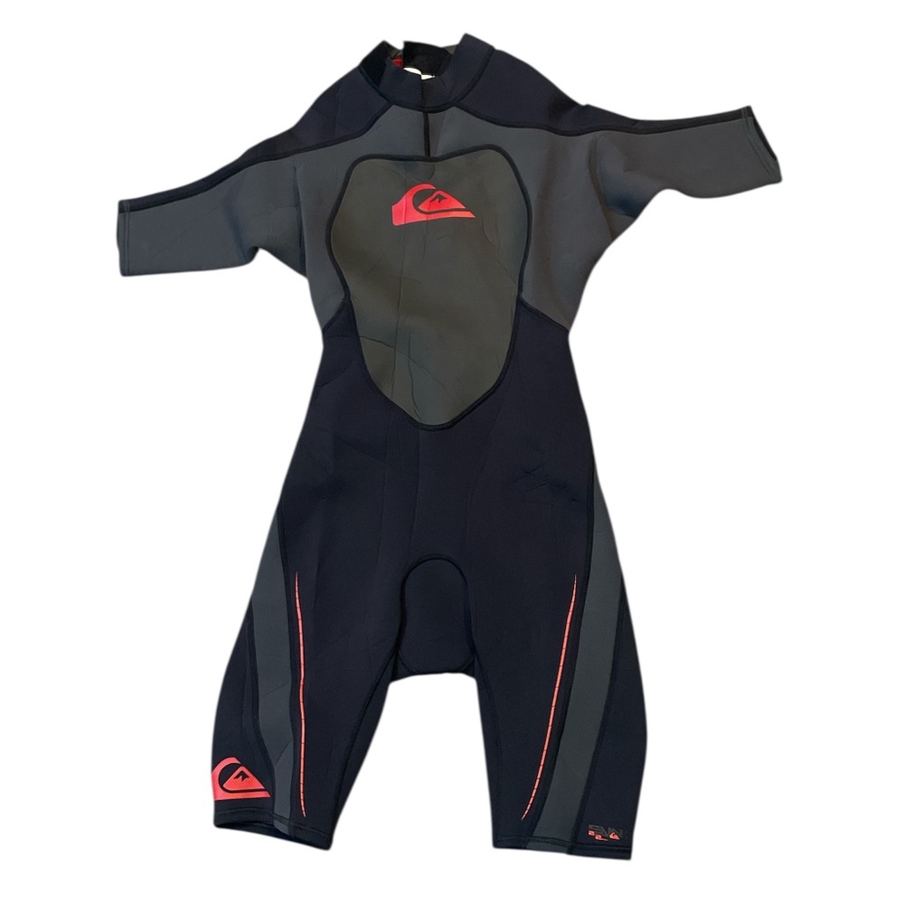 Quiksilver Syncro Men’s Shorty Wetsuit Black Red Surfing Diving Size Medium Tall
